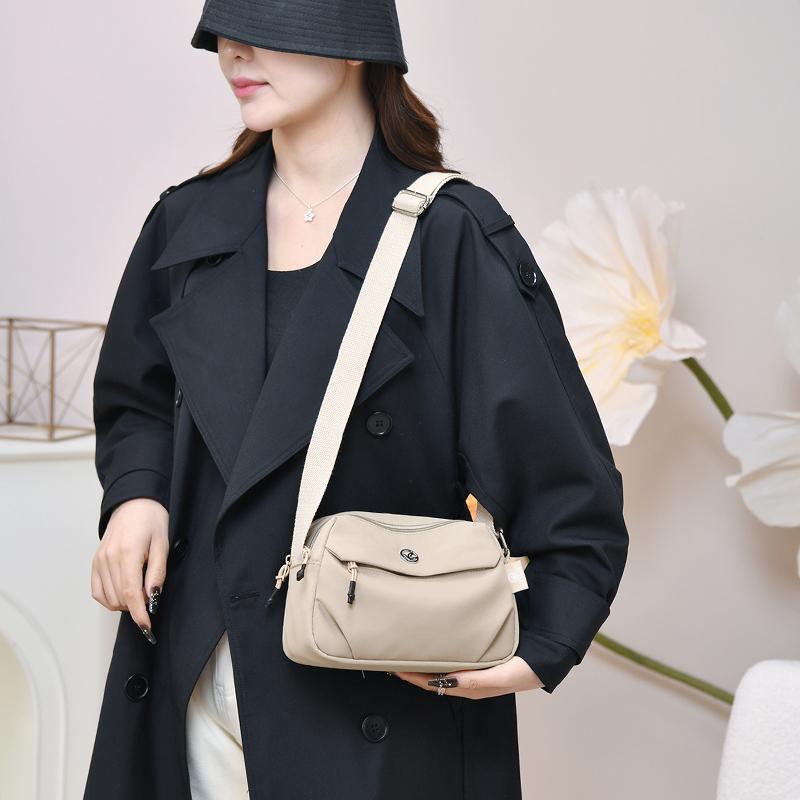 Shoulder Bag Women's Bag Multi-Layer Pocket Lightweight Crossbody Bag Nylon Mother Bag