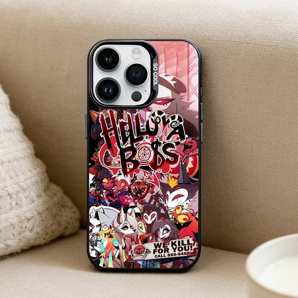 Anime H-Helluva B-Boss Phone Case For iPhone17, 16,15,14,13,12 Pro Max Black Candy Matte Shockproof Cover