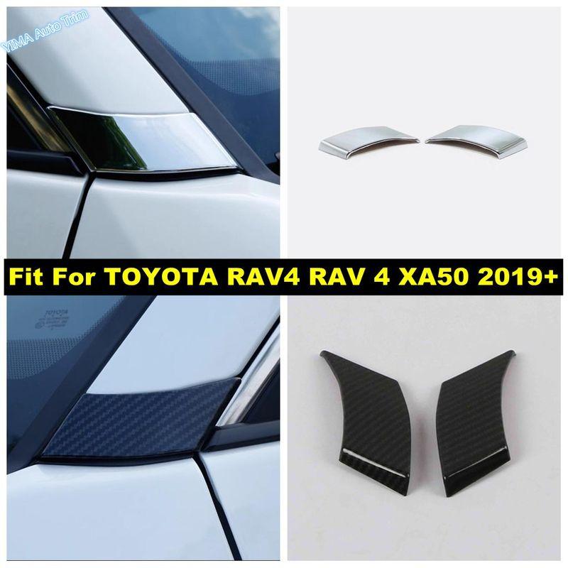 ABS Chrome / Carbon Fiber Auto Front Window Pillar A Decor Sequ Cover Trim For TOYOTA RAV4 RAV 4 XA50 - 2024 Accessories