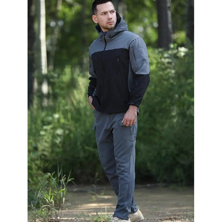 Winter Outdoor Men's Training Suit Tactical Camouflage Assault Plush Waterproof Adventure Skiing Jacket Travel Clothing Workwear