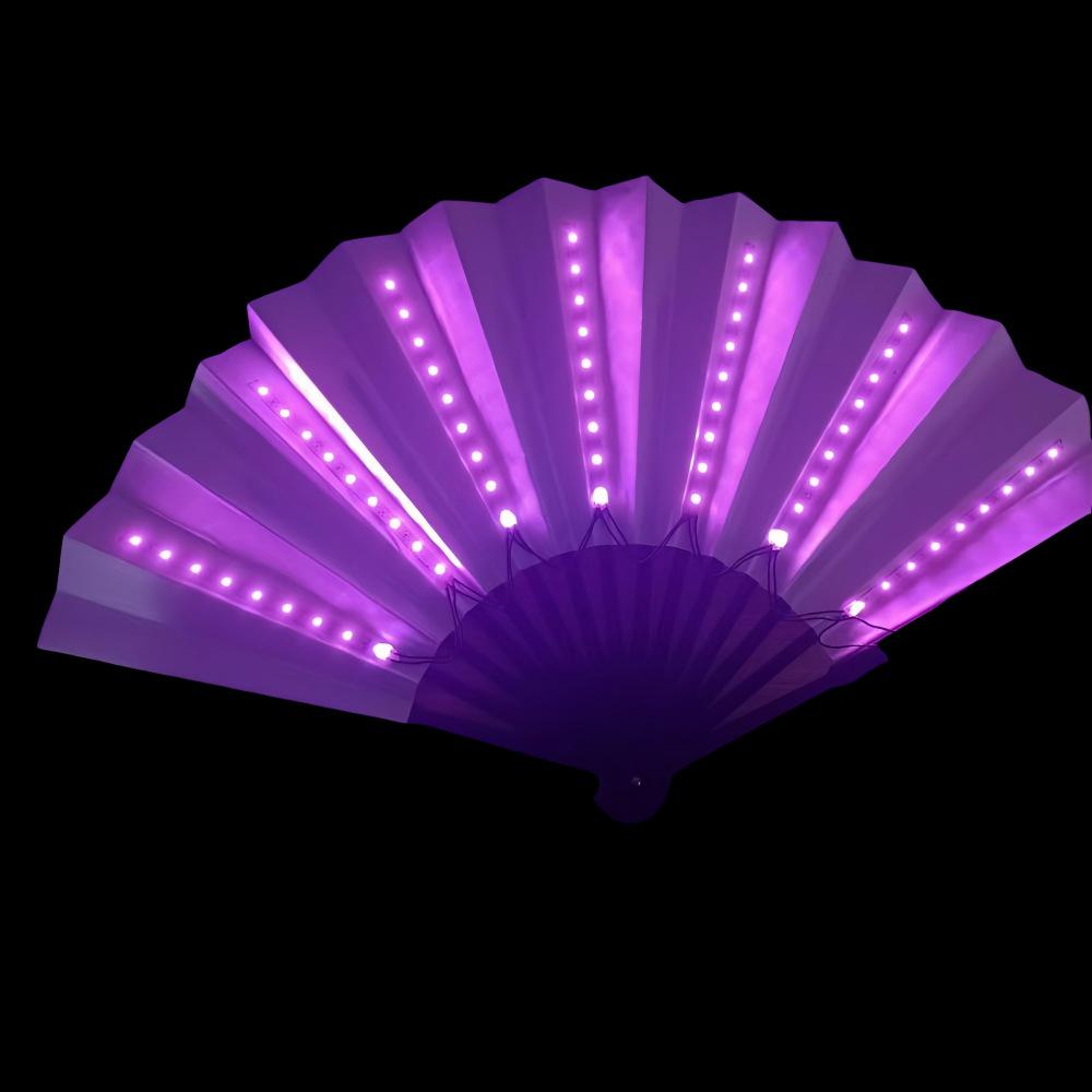 Iridescent LED RGB Folding Fan with Remote & USB Charging - 7 Colors