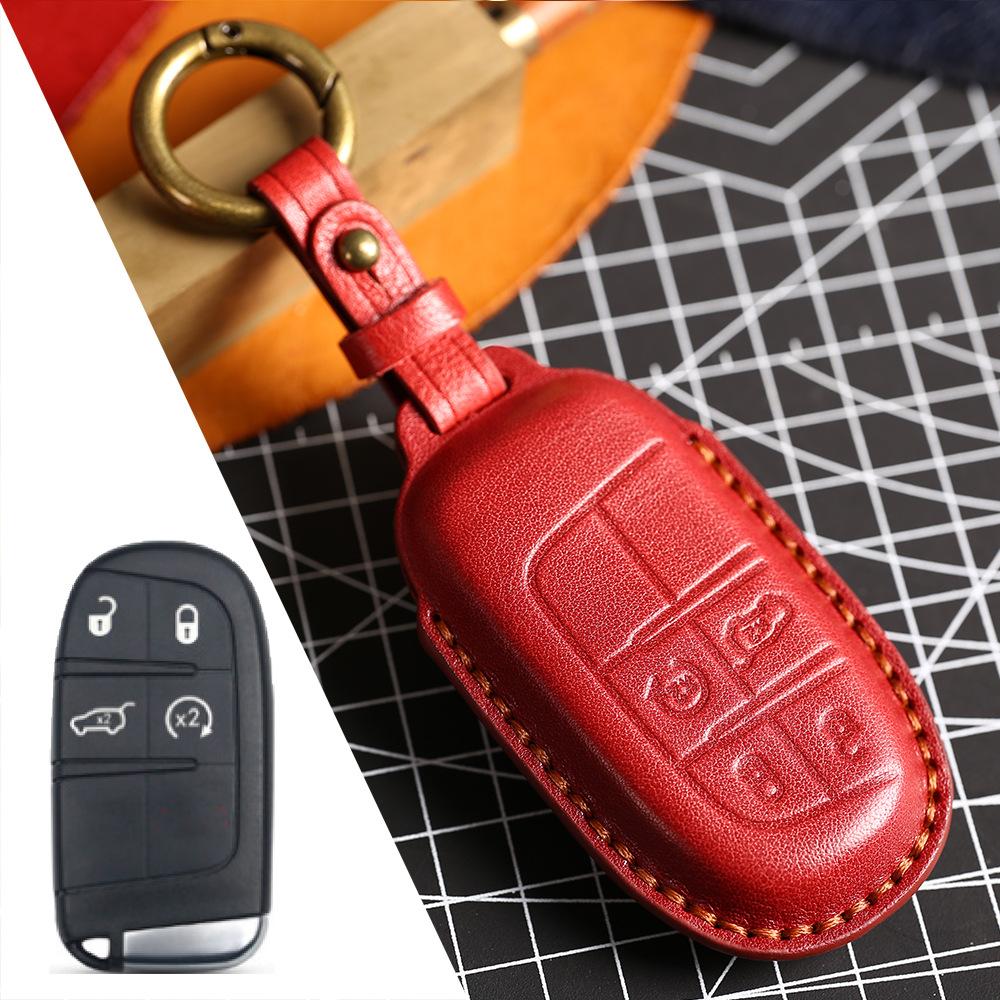 

For Jeep JEEP Key Case Free Man Free Light Grand Cherokee Dodge Leather Key Protective Case Case Case красный