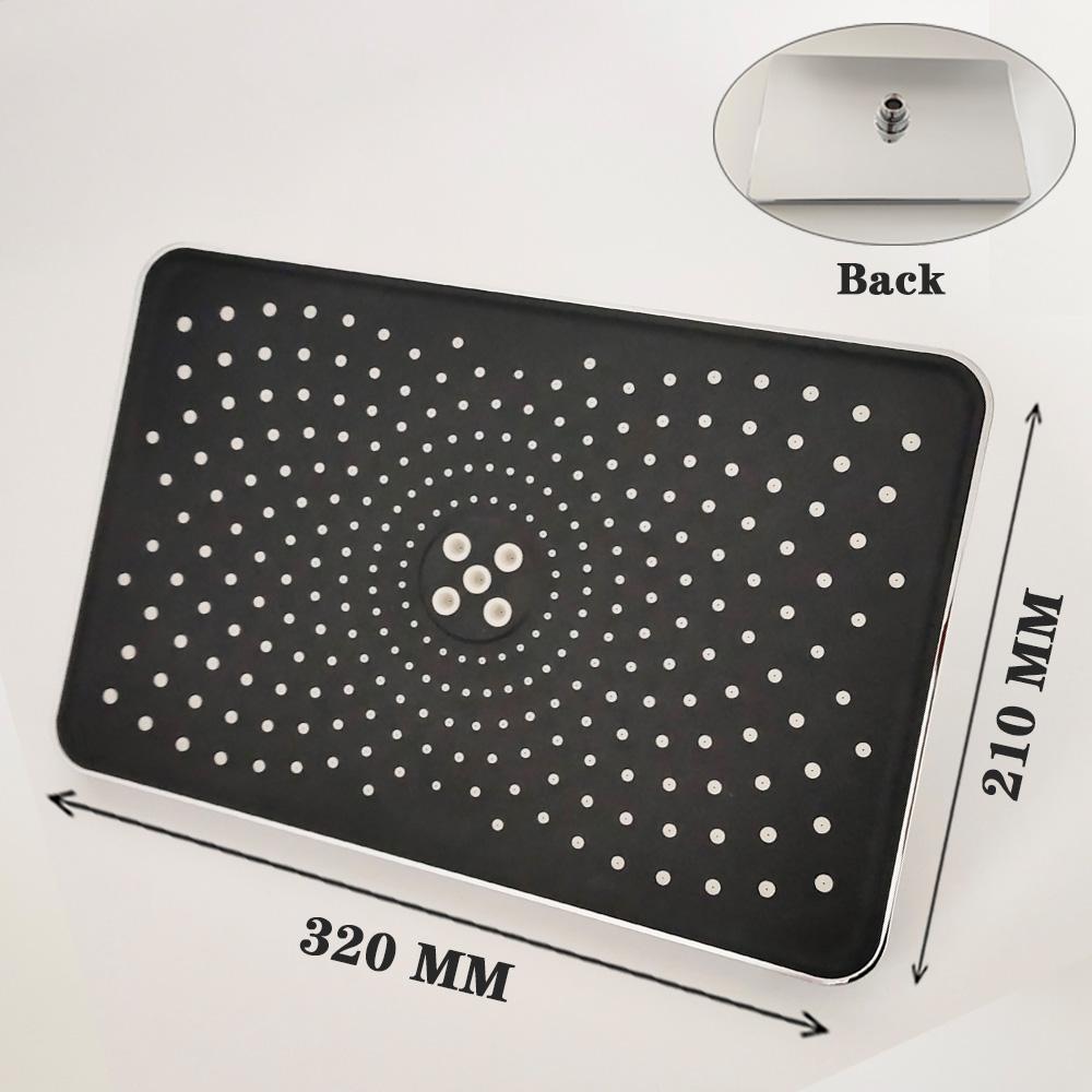 320mm Big Panel Large Flow Supercharge Rainfall Ceiling Mounted Shower Head Sliver High Pressure Abs Thicken Bathroom Shower