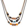 Butterfly-shaped Wooden Beaded Double-layer Necklace, Women's Retro-style Woven Rope Collarbone Chain