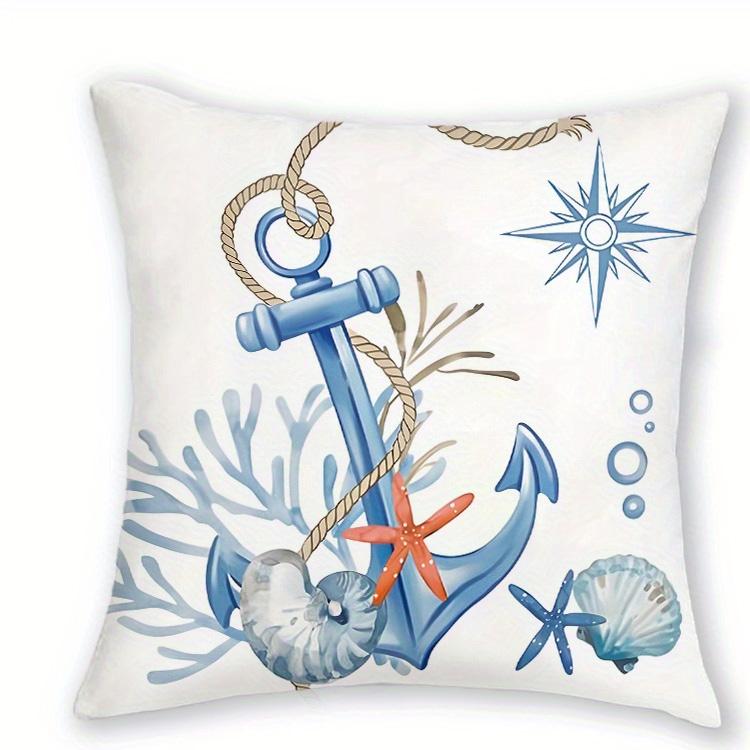 1/4pcs Coastal Nautical Throw Pillow Covers Navy Blue Ocean Themed Cushion Cases for Home Decor Cushion Cover