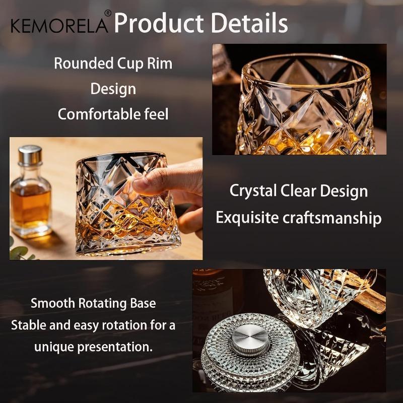 1PCS Rotating Whisky Glass 360 Degree Rotating Crystal Beer Glass Thick Base for Bourbon And Scotch Whisky a Unique Gift for Men