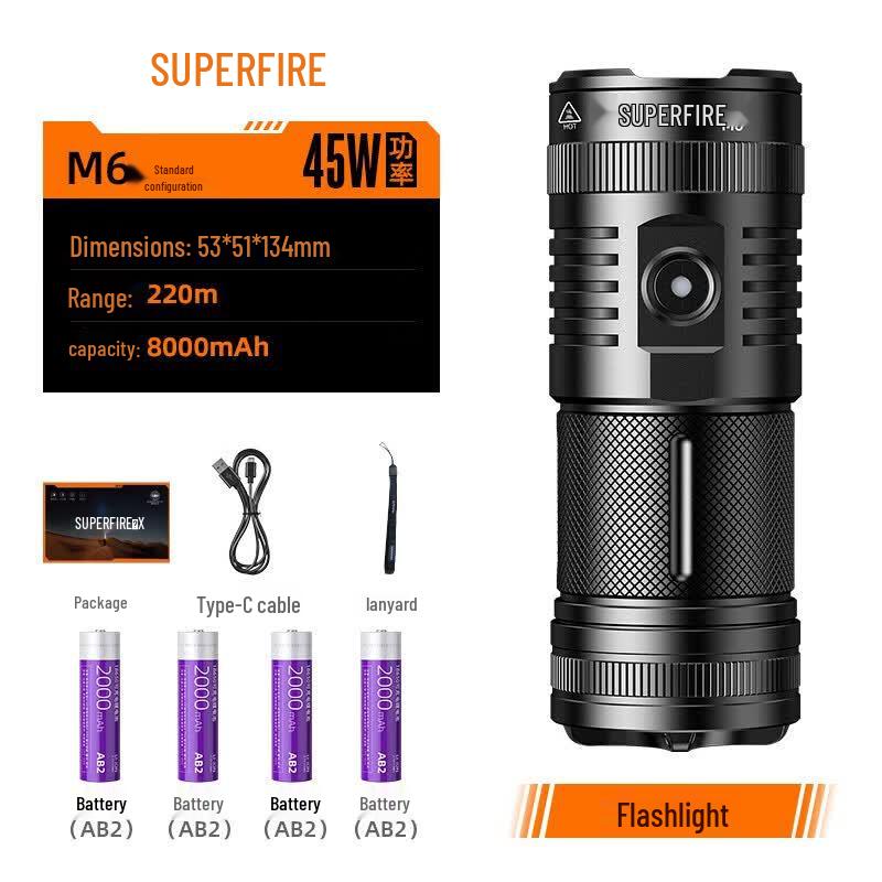 SupFire M6 Ultra-Bright Rechargeable LED Flashlight