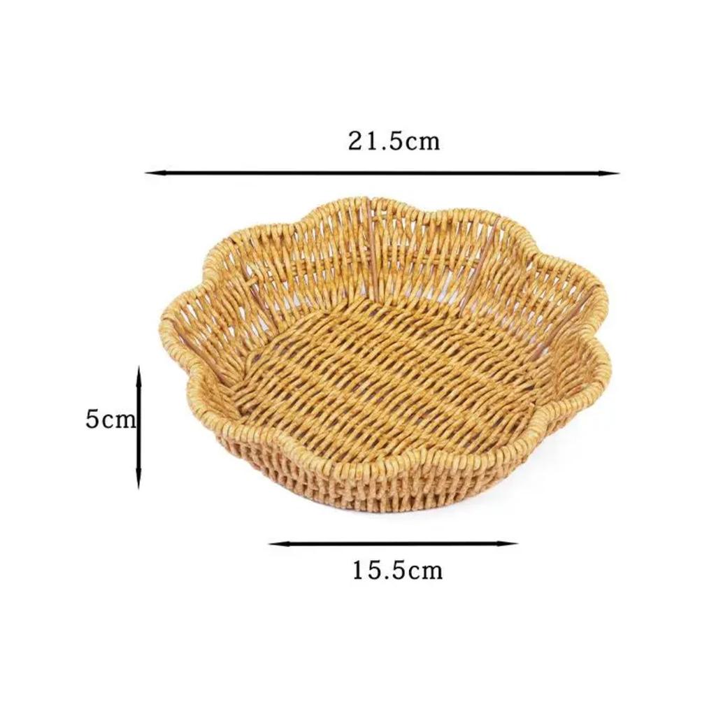 Woven Storage Basket Imitation Rattan Organizer Fruit Bread Container Home Kitchen Restaurant Display Tray Durable Multi-Use
