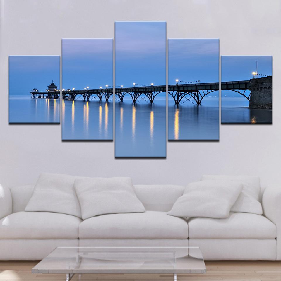 

The morning seascape 5 Panels HD Print Wall Art modern Modular Poster art Canvas painting for Living Room Home Decor 20x35 20x45 20x55cm