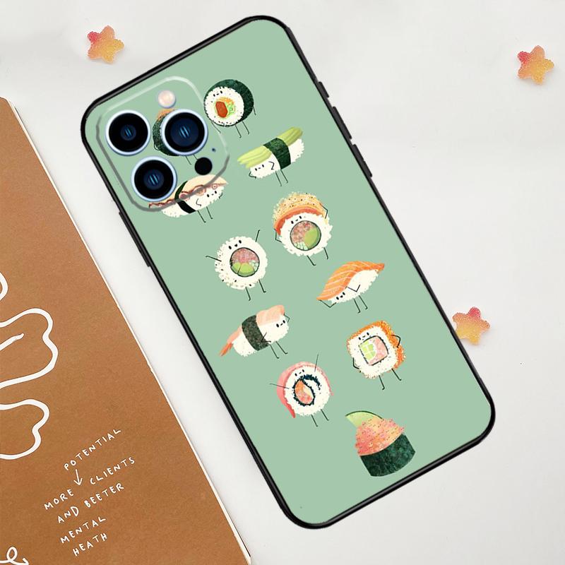 Kawaii Sushi Crowd Phone Case For iPhone 17 Pro Max 14 13 12 11 15 16 Pro Max Mini 16 Plus 16e 17 Air Funda