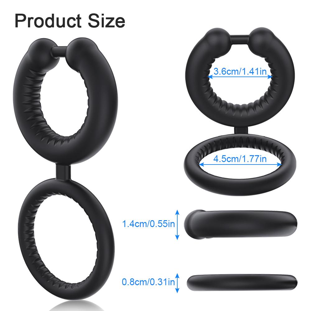 Men Penis Ring Ejaculation Delay Dual Ring Soft Sicilone Male Masturbator Sex Toy for Couple Games Cock Ring Penis Trainer