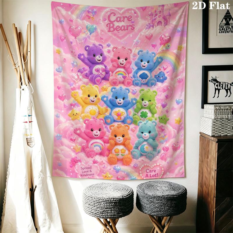 Care Bears Wall Tapestry Aesthetic Wall Hanging Printed Fabric Blanket Decorative Tapestries for Bedroom Living Room Home Decor