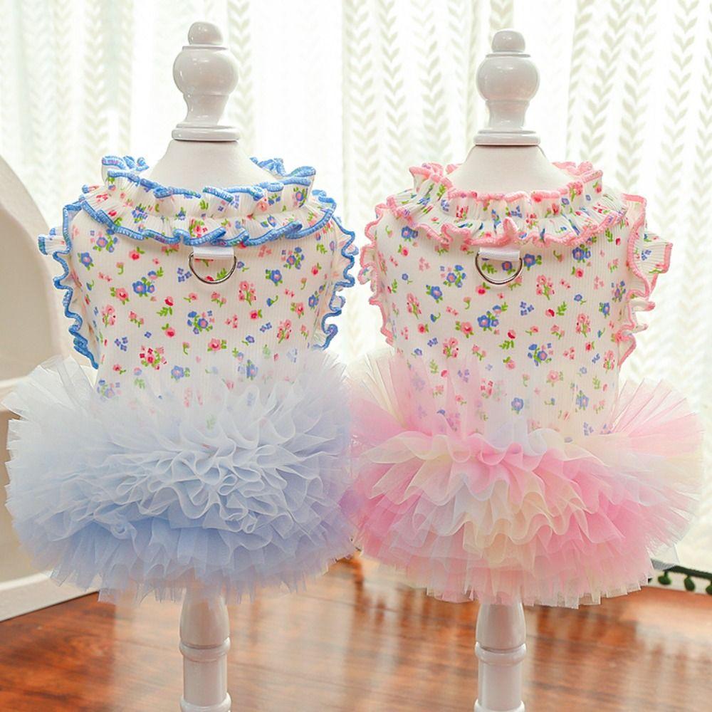 Breathable Pet Princess Dress Soft Cat Cake Skirt Pet Supplies Puppy Floral Vest  Pet Party