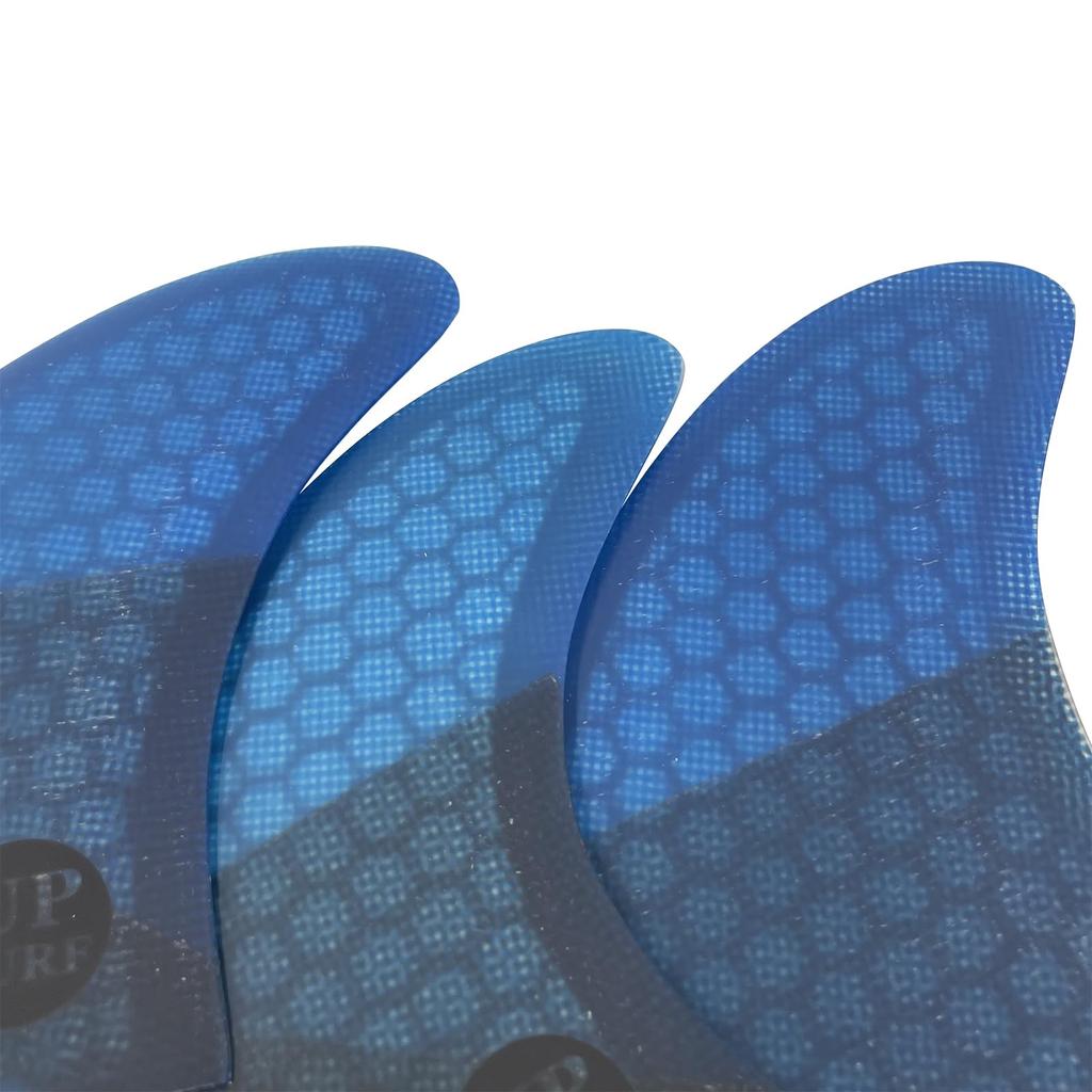 UPSURF Surfboard Fins, 5-Fin Set, Double Tabs Compatible, K2.1 Size, Carbon Fiber (Blue)