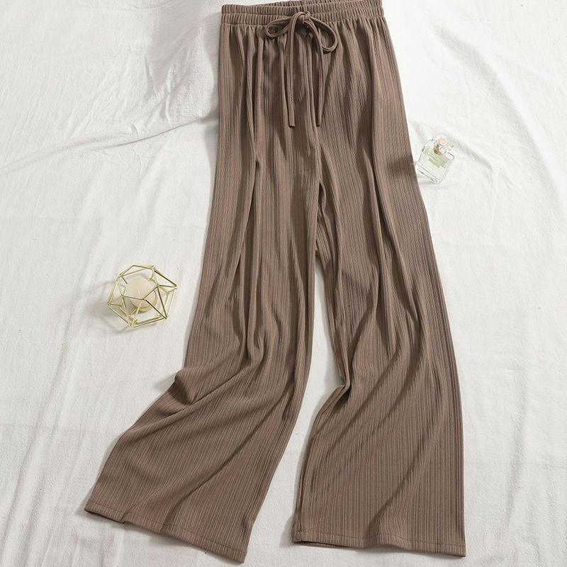 Petite Ice Silk Wide-Leg Slimming Pants - Women's Summer XS Straight-Leg Casual, 145cm/150cm Options