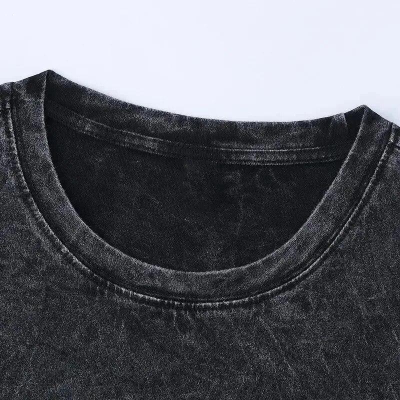 Fashion Retro Washed Cotton T-shirt Unisex O-neck Cool Summer T-shirt Short-sleeved T-shirt Top