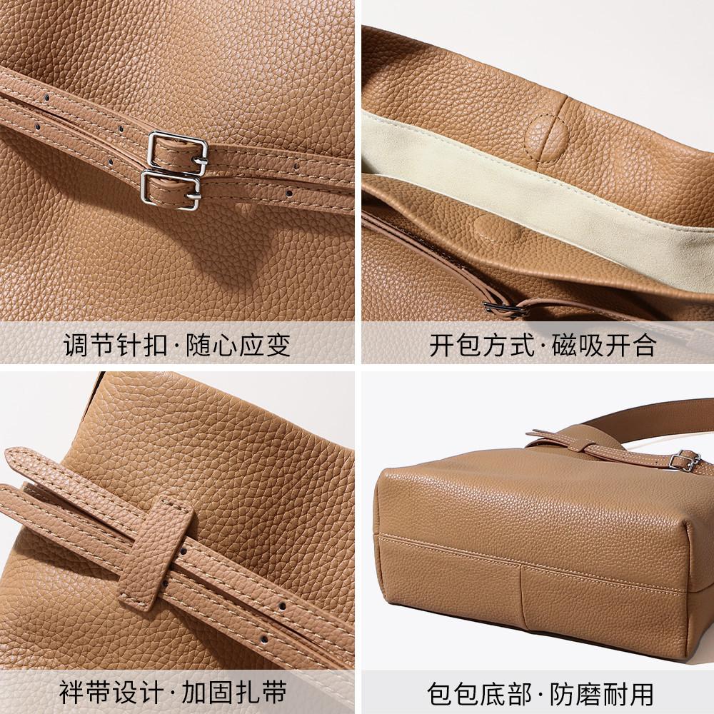 2025 Spring New First-layer Cowhide Handbag High-end Leather Bag Women's Niche Design Underarm Shoulder Bag