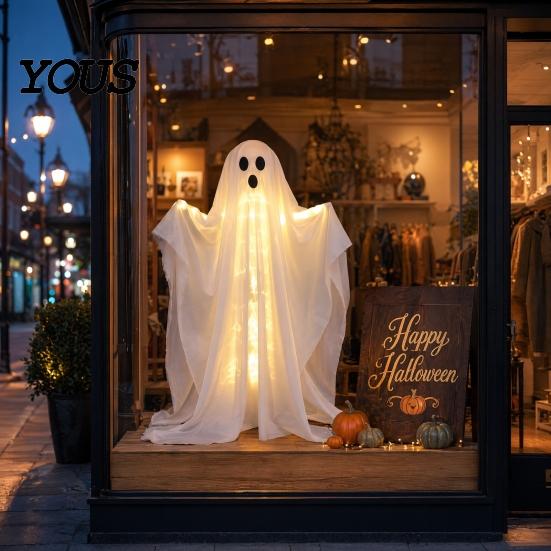 Ghost Prop for Porch Halloween Decoration, LED Light Up Standing Ghost, Indoor Outdoor Atmospheric Spooky White Porch, Yard, Lawn, Garden Decor Props