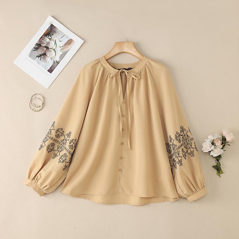 ZANZEA Lässige Bluse mit Rundhalsausschnitt und langen Ärmeln für Damen