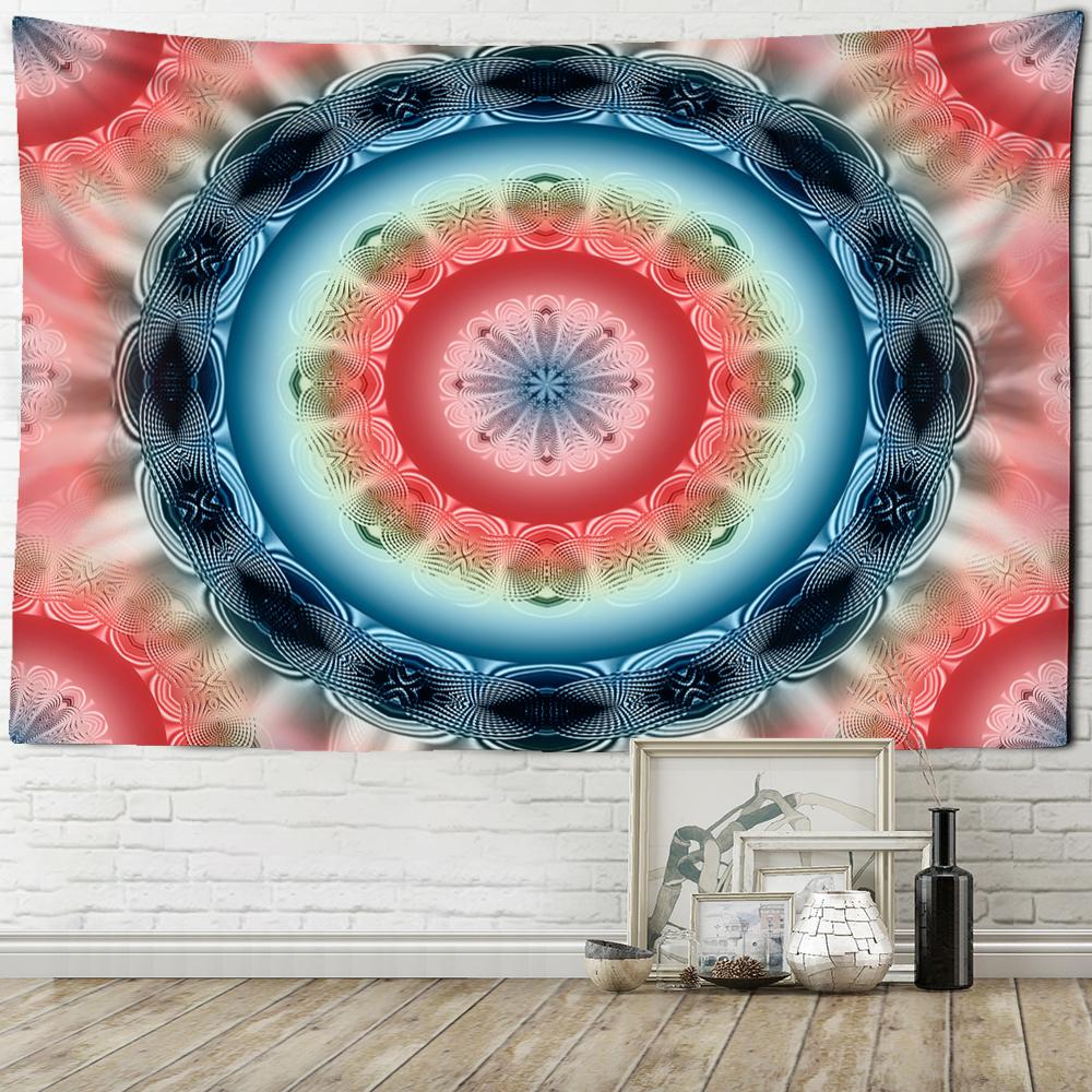 Tapiserie cu mandala colorată, agățată pe perete, în stil boem, vrăjitorie psihedelică, Tapiz, artă hippie, decor acasă