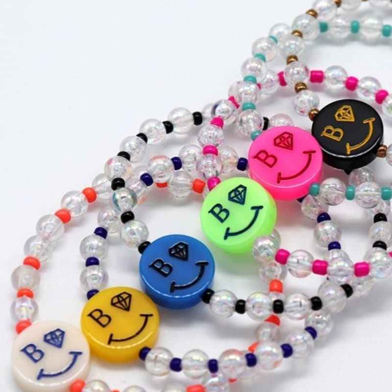 BONBEAU Color smile transparent ball Bracelet Smile transparent ball fashion bead bracelet 6 colors