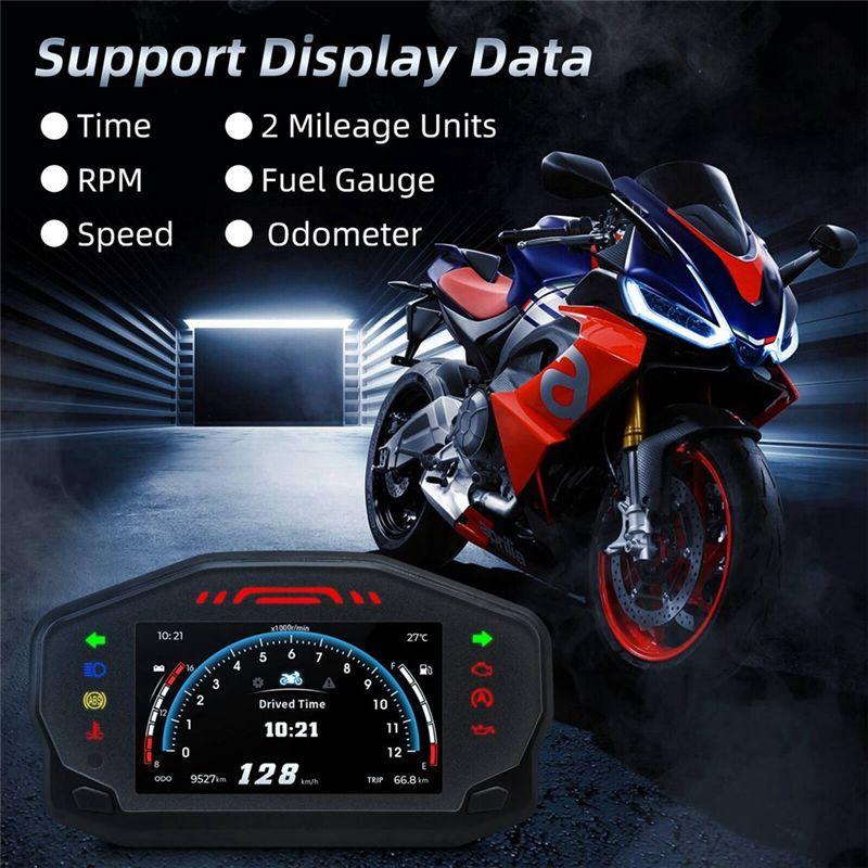 Motorcycle LED Speedometer LED Speedometer LCD Digital Odometer Fuel Gauge For 1/2/4 Cylinder-A02G