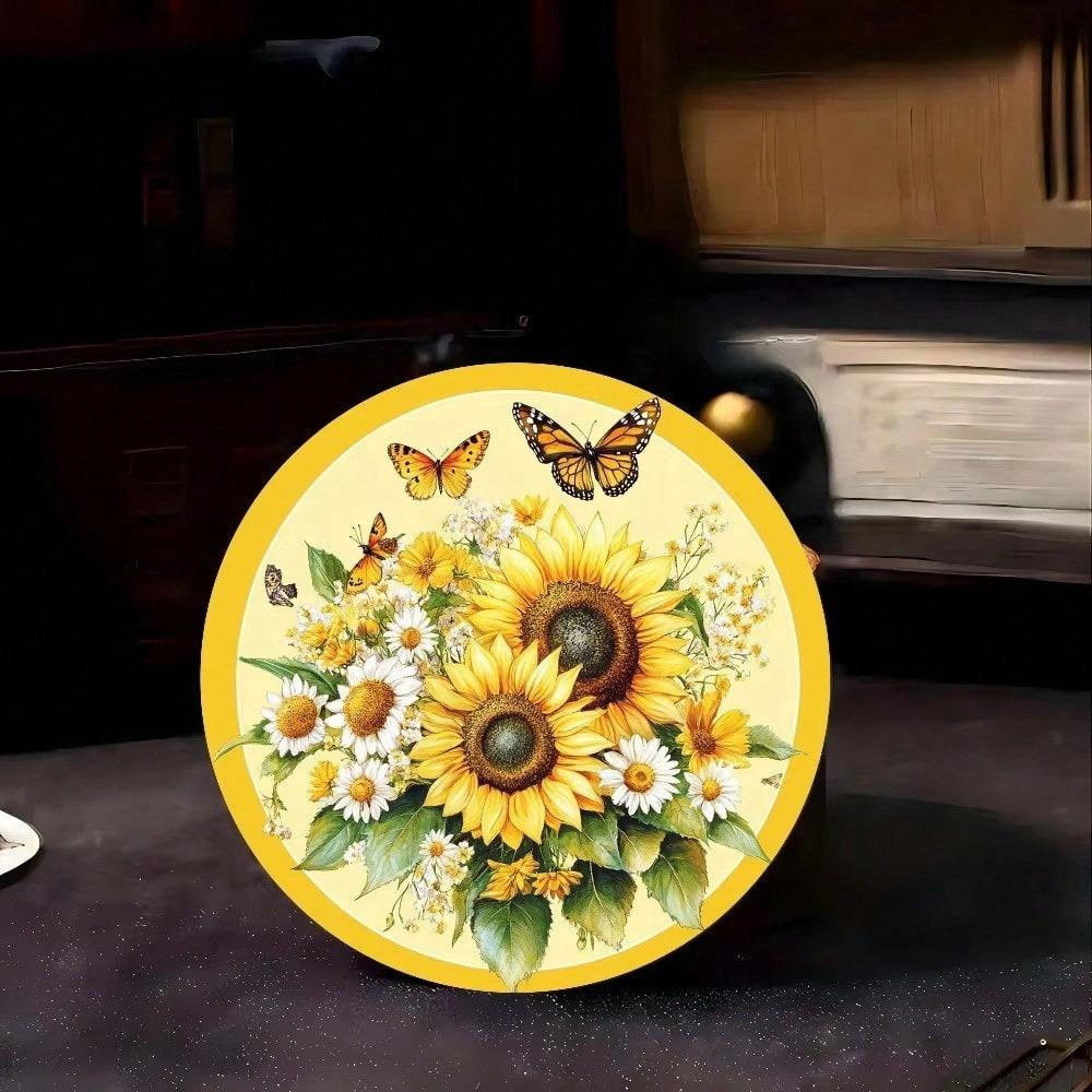 Vintage Sunflower Butterfly Metal Wall Art Rustic Farmhouse Home Decor