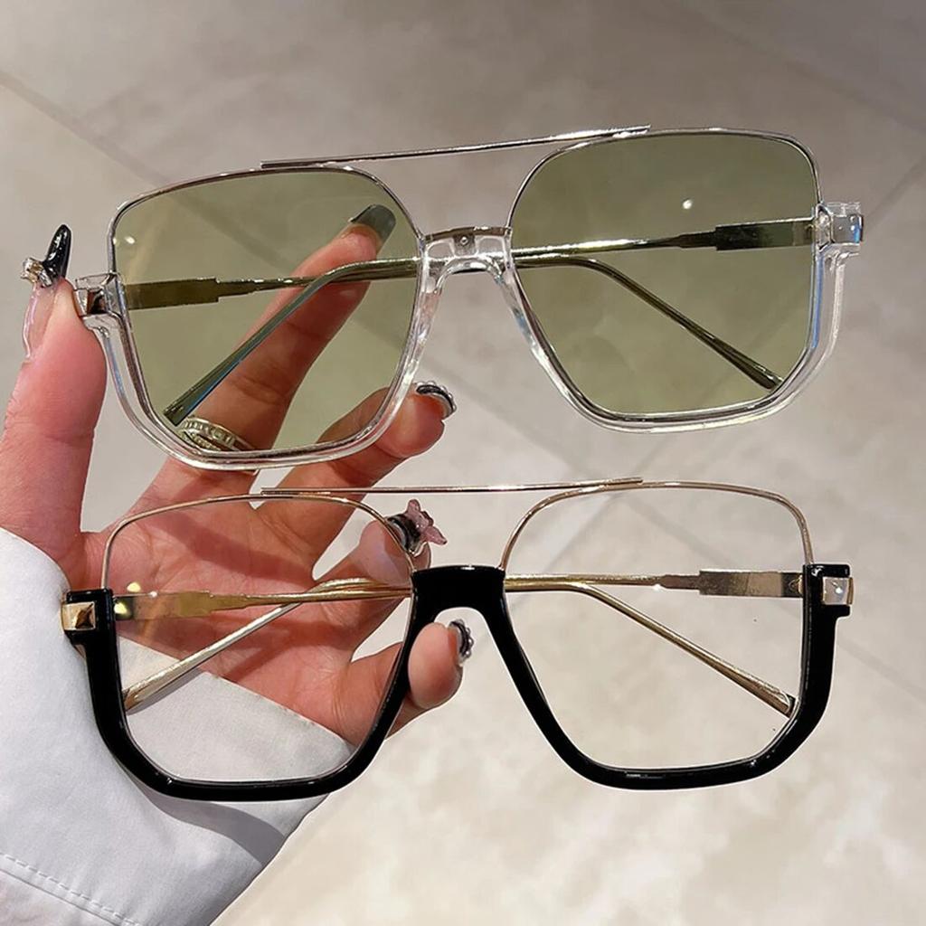 Fashion Vintage Oversize Square Sunglasses Women Men UV400 Shades Eyewear Trendy Ins Popular  Design Sun Glasses