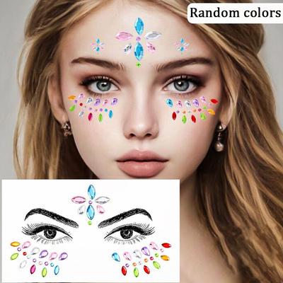 Colorful Rhinestone Face Decorations for Music Festivals & Parties