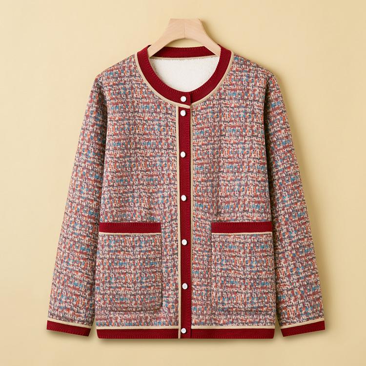 

Пальто для женщин среднего и пожилого возраста «Маленькое ароматное дикое пальто бабушки», короткое пальто для мамы, новинка весны и осени, повседневный западный стиль, плюс размер 5XL