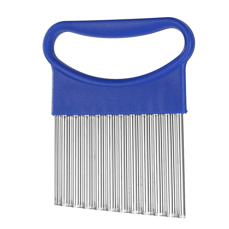 

Langya Stainless Steel Wavy Potato Cutter – French Fry Slicer Kitchen Gadget. синий