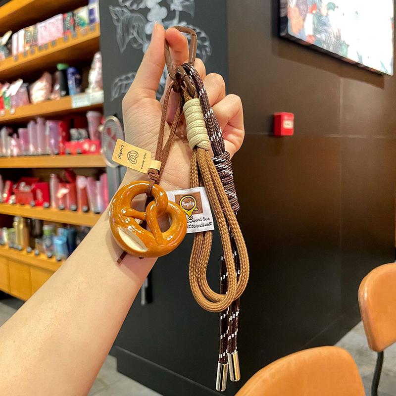 

Шоколадний Захист від втрати Хліб Поліестерова Сумка Бейгл Підвіска Прикраса Плетений Делікатний Хліб Плетений Шнур Сумка для підвішування Prestrel різнокольоровий