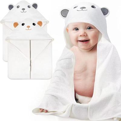 Children's Bath Towel Newborn Snuggle Wrap with Coral Velvet Wrap Embroidered Snuggle Blanket Animal Closed Eyes Hooded Cloak