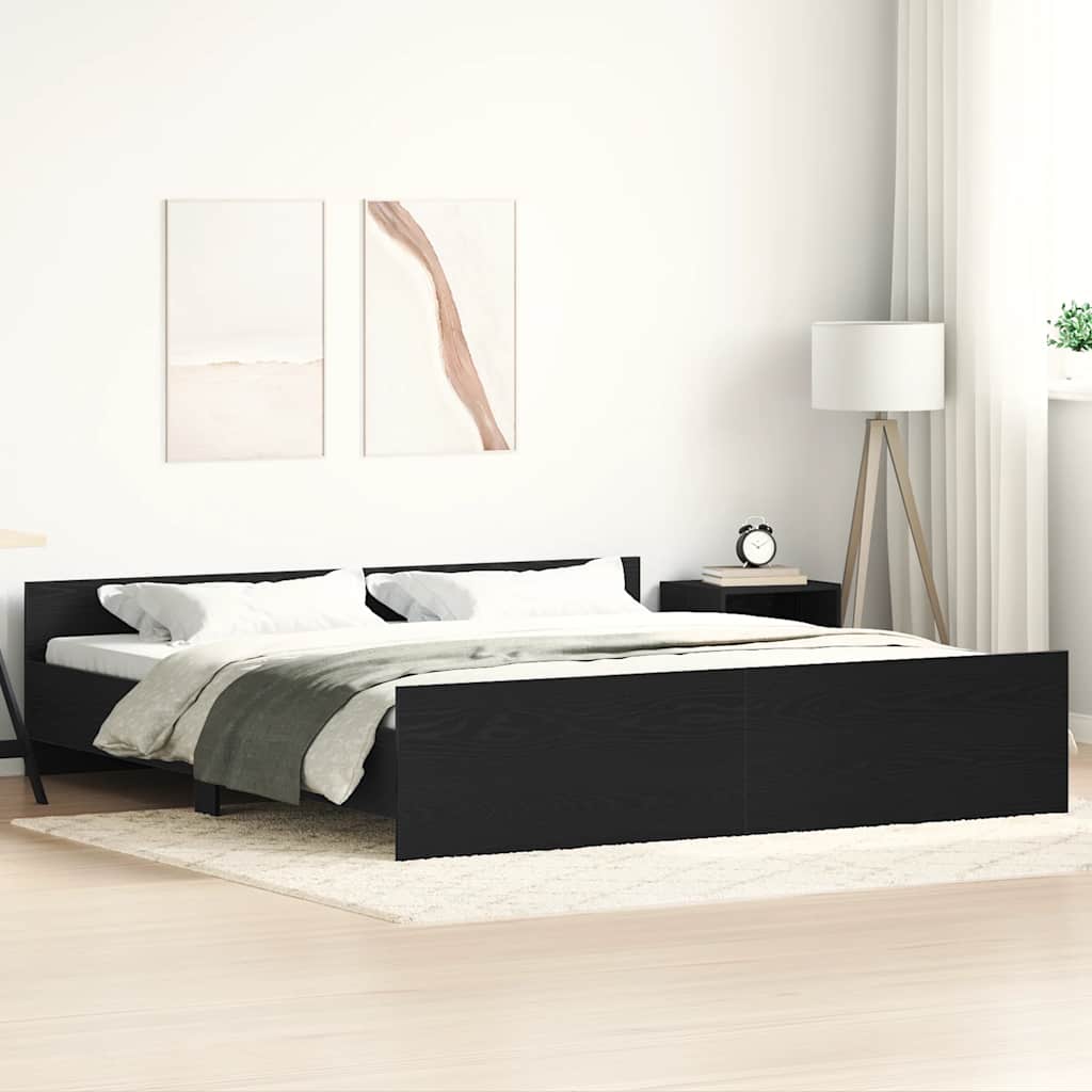 Bed Frame without Mattress Black Oak Look 200 x 200 cm
