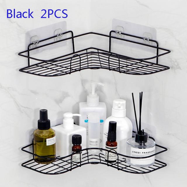 Black and White Shower Gel Storage Rack Bathroom Corner Rack Kitchen Seasoning Rack Tripod Kitchen Accessories