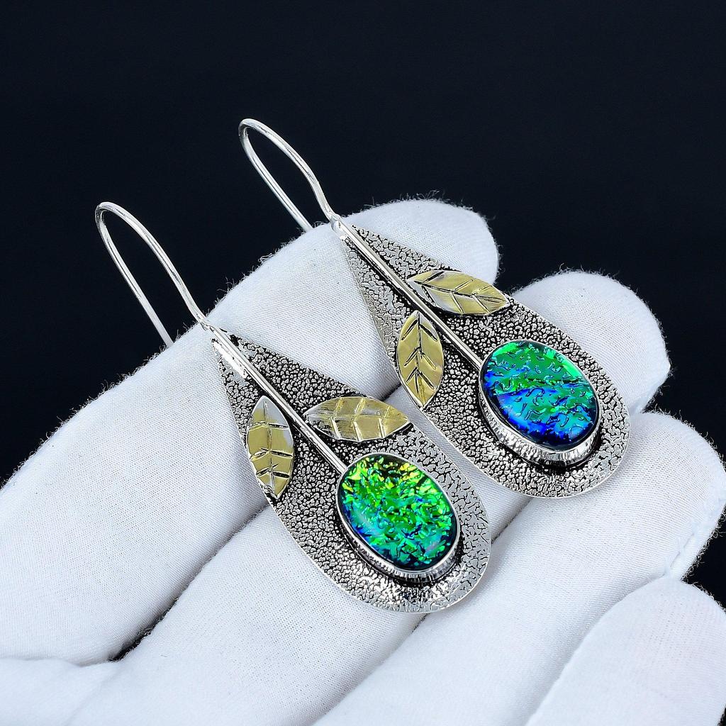 Australian Triplet Opal Gemstone Earrings, 925 Sterling Silver Earrings, Handmade Silver Earrings For Gift, Opal Dangle Earrings Birthday Gift