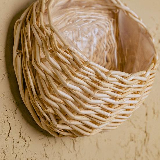Hand-woven Wicker Basket with Handle Basket Planter Hanging Flower Basket Rustic Plant 1pc