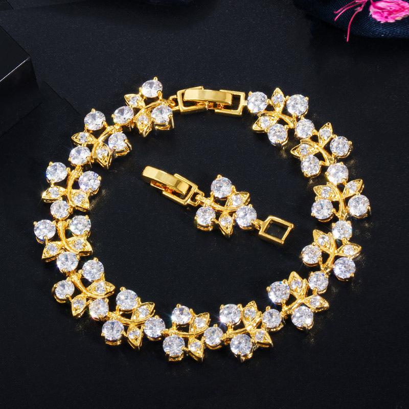 S0169 Exquisite Flash Diamond Aaa Zircon Plated Real Gold Bracelet Jewelry