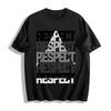 Street Style RESPECT Stack Print T-Shirt Unisex Casual Crewneck Top Pure Cotton T-shirt
