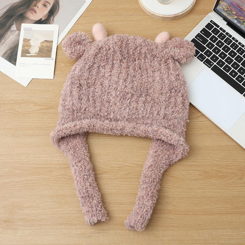 New Elk Ear Hat for Women In Autumn and Winter Sweet and Cute Pullover Hat Outdoor Cold Warm Hat Casual Plush Hat