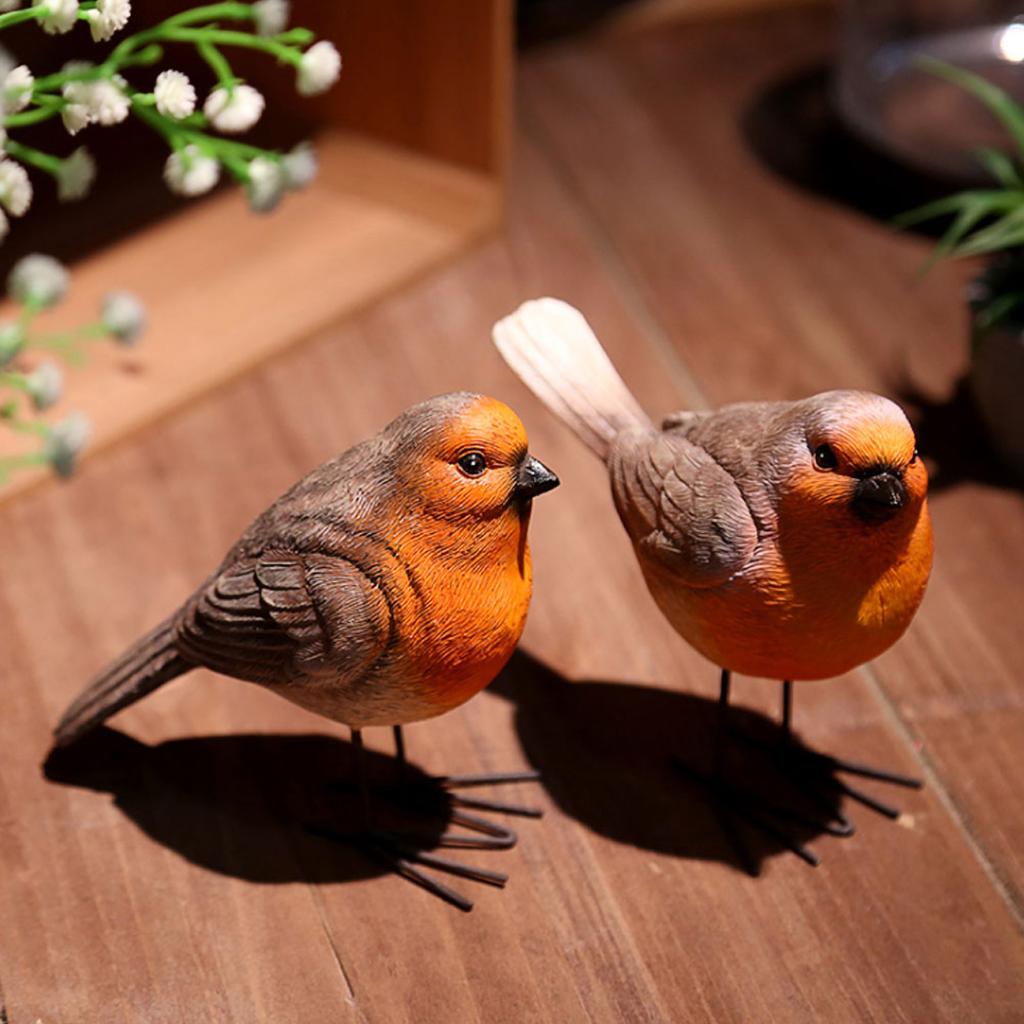 2PCS Simulation Resin Bird Decor Animal Indoor Outdoor Garden Art Craft Ornaments