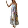 IHUASU Summer Sexy Print Big Swing Halter Dress Women