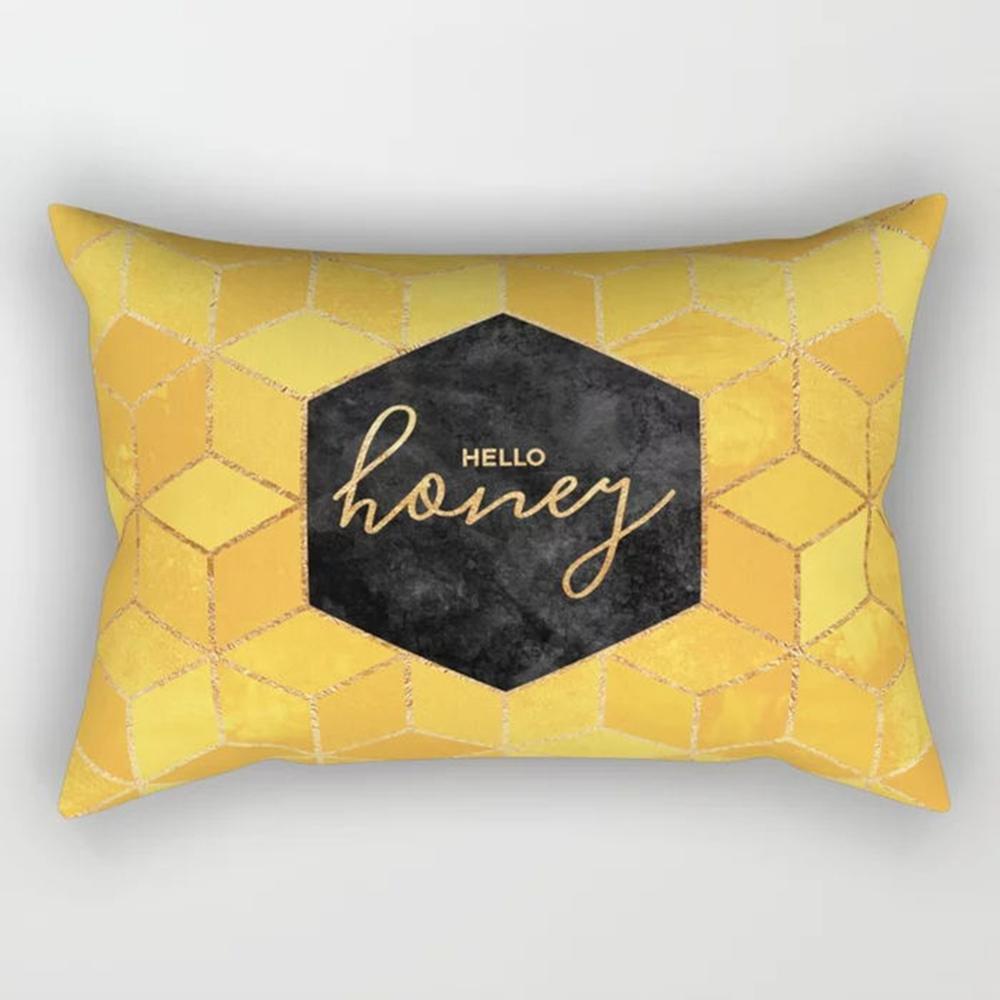 Yellow Geometric Rectangle Pillow Decorative Pillowcase Living Room Cushion Cover Simple Fashion Home Accessories
