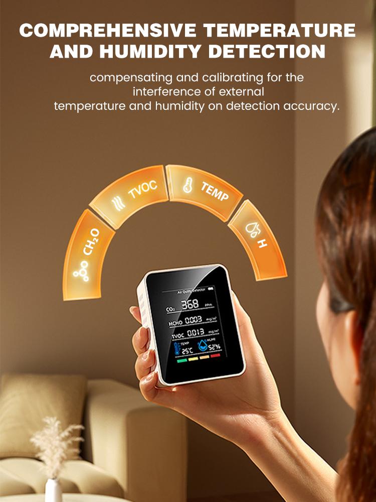 Digital Air Quality Monitor CO2 Detector HCHO TVOC Tester Temperature Humidity Tester CO2 Meter USB Air Quality Monitor Indoor