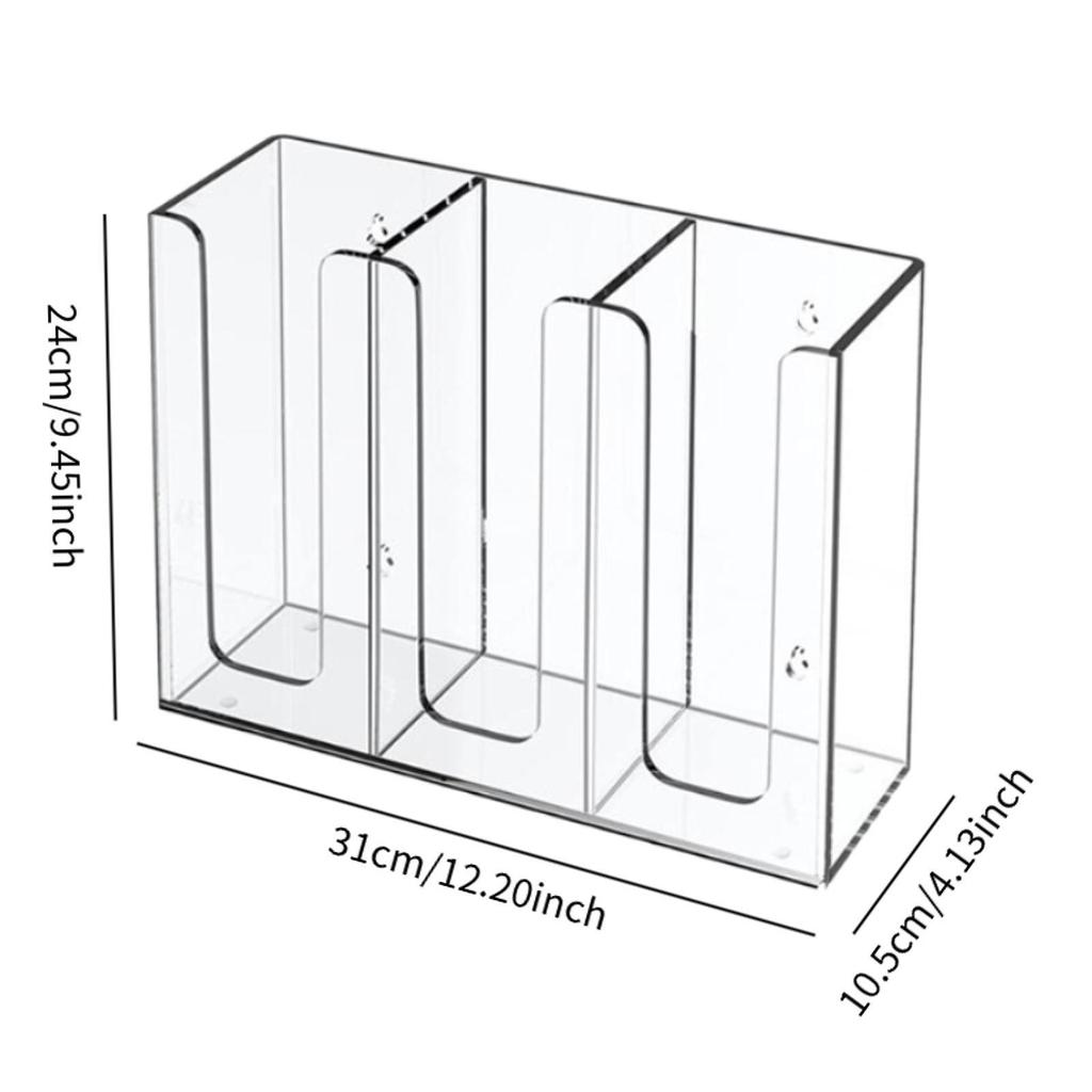 Acrylic 3 Compartment Cup and Lid Holder, Clear Disposable Coffee Cup Straw Dispenser Organizer Kitchen Living Room Storage Box
