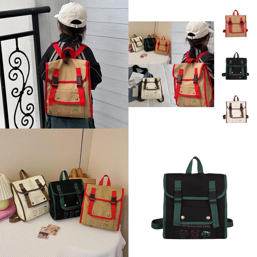 Stylish Breathable Canvas Backpack For Children With Fun Animal Prints For School Use