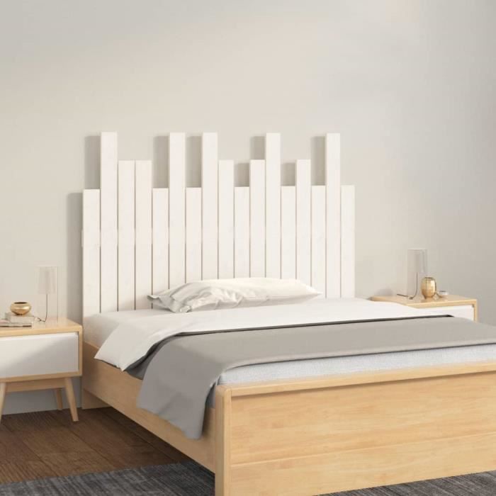 824774 vidaXL Wall-mounted Headboard White 108x3x80 Cm Solid Pine Wood