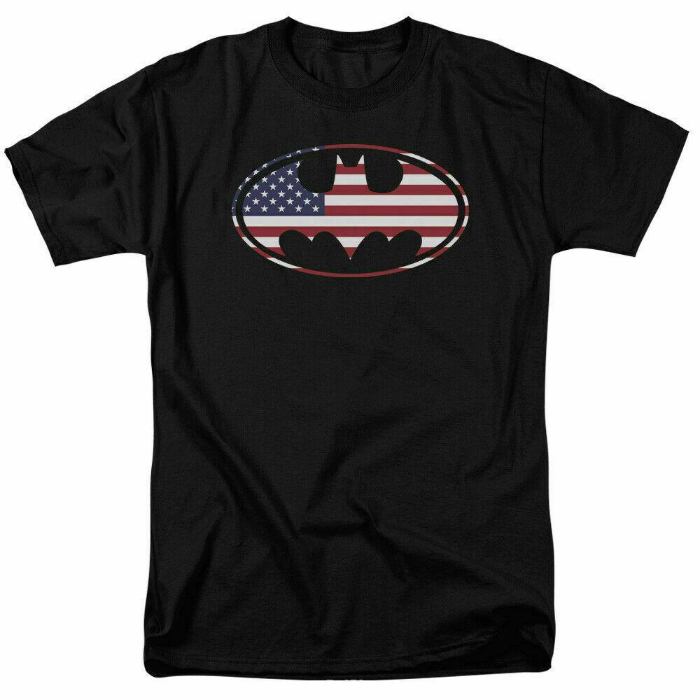 26 Batman American Flag Oval Bat Logo T Shirt Licensed Comic Book Tee Black Unisex T-Shirt M
