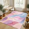 Abstract Theme Soft Crystal Velvet Rug Custom Name & Text Print Non Slip Floor Rug for Bedroom Living Room