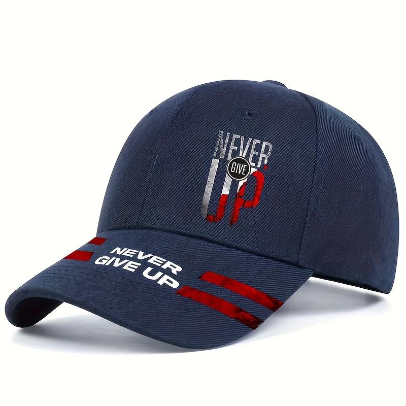 1Pc Of "Never Give Up" Inspirational Print Baseball Cap For Life, Street Fashion Outdoor Sports Baseball Cap Curved Brim